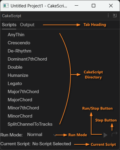 CakeScript Panel Overview