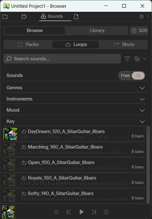Opening BandLab Sounds shortcut preview