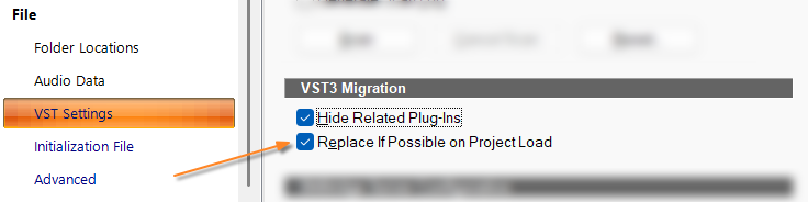 VST3 Migration Preferences Settings
