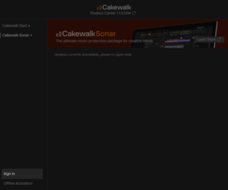 Cakewalk Product Center Sign In