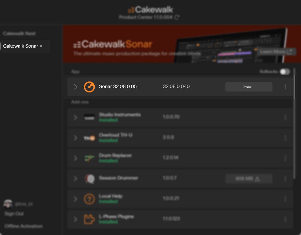 Cakewalk Product Center Installation